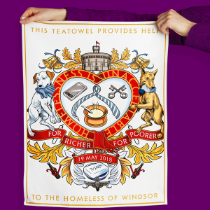 A tea towel from For Richer For Poorer, sold by Vinegar Hill, will see profits donated to the homeless of Windsor.