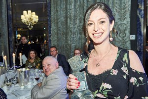 Above: Sara Miller, founder of Sara Miller London, is shown with her B&LLA trophy.