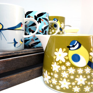 Above: I Like Birds teapot and mugs.