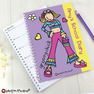 Above: A personalised Groovy Chick diary from PMC.