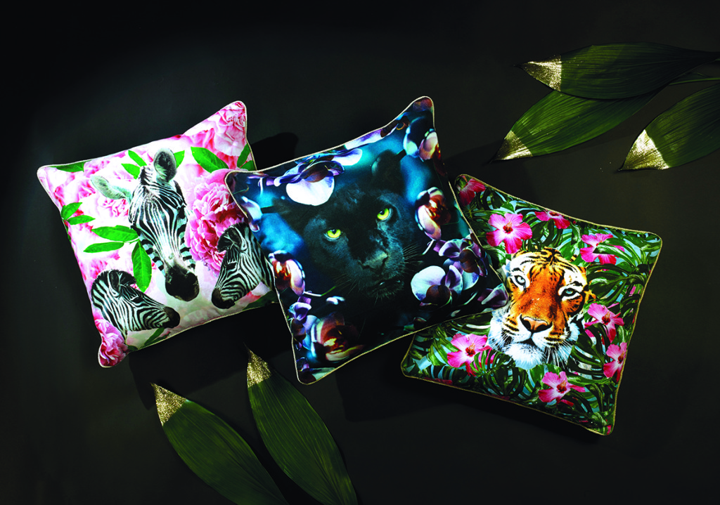 Above: The company’s Wild Things home fragrancing collection has expanded into cushions and stationery this year.