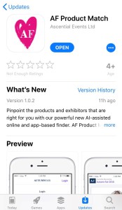 Above: Autumn Fair’s new AF Product Match app.