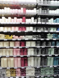 Above: Candles come in all colours and sizes.