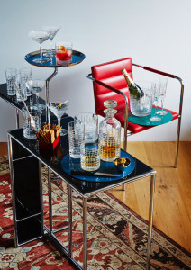 Above: Award winning designer Peter Ting’s Boogie Woogie barware from Cumbria Crystal.