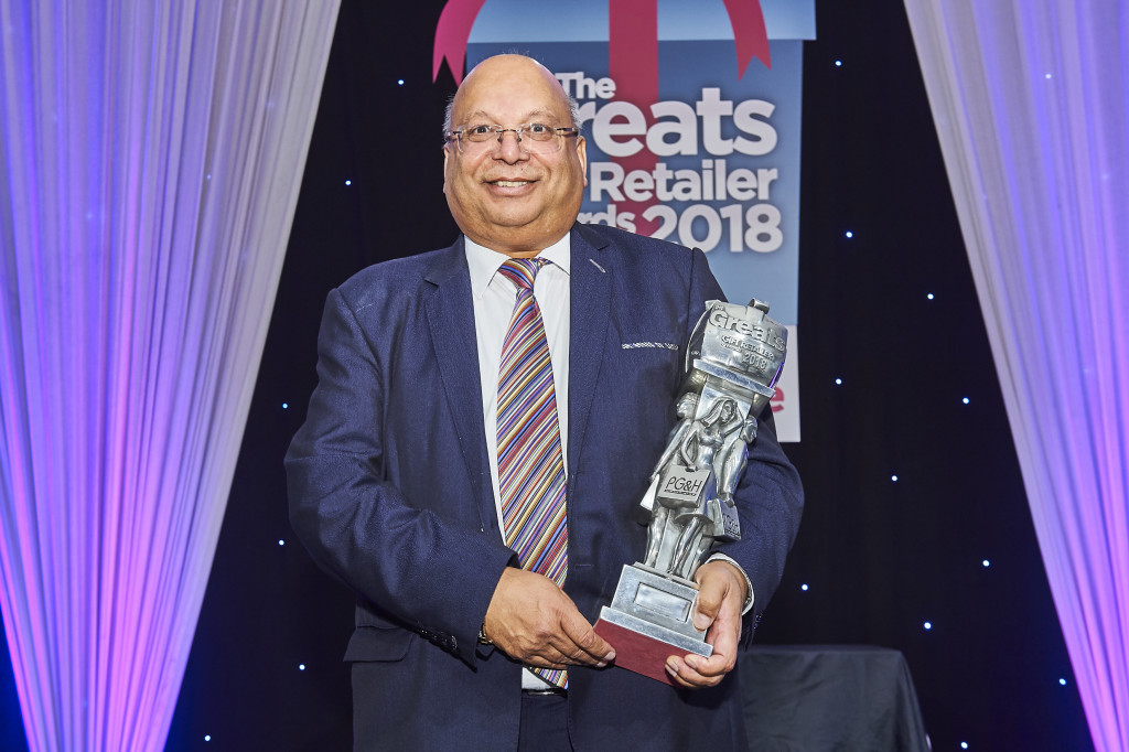 Above: John Athwal OBE, founder and managing director of Premier Decorations received the prestigious Greats 2018 Honorary Achievement award.