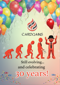 Above: Cardgains mascot Cyril Service has been depicted using the iconic image of evolution.