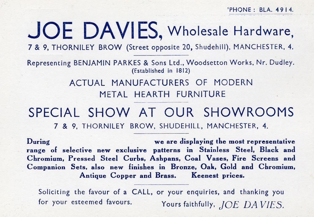 Above: What Joe Davies was selling back in the day.