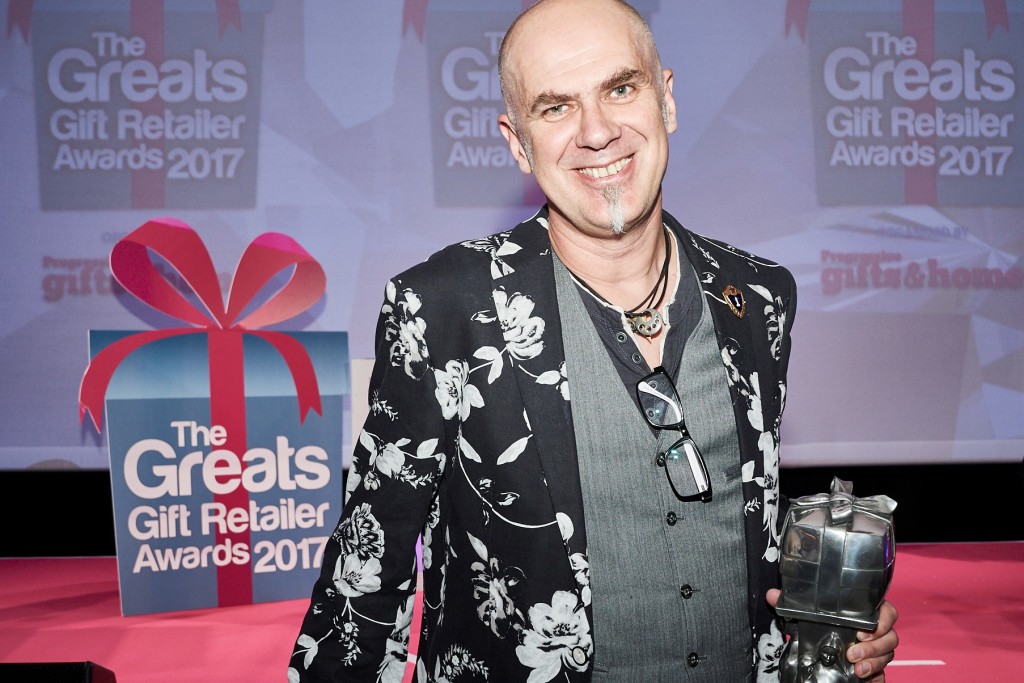 Above: In 2017,David received the Honorary Achievement Award at The Greats Gift Retailer Awards.