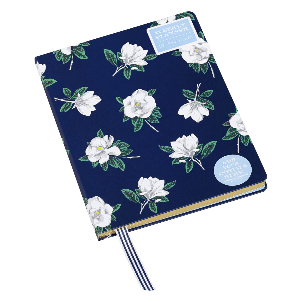 Above: A weekly planner shows the brand’s iconic magnolia print.