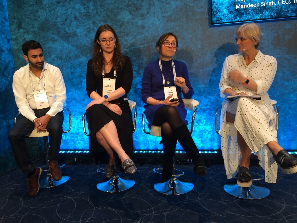 Above: The ‘Starting From Scratch’ panel at Retail Week Live. From left to right: Trouva’s Mandeep Shah, Molly Johnston from Stowe River, Oskana Stowe from True and presenter Alice Beer (right).