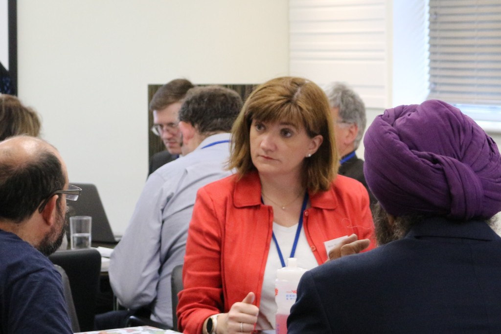 Above: The Rt Hon Nicky Morgan, MP, is shown in discussion with delegates.