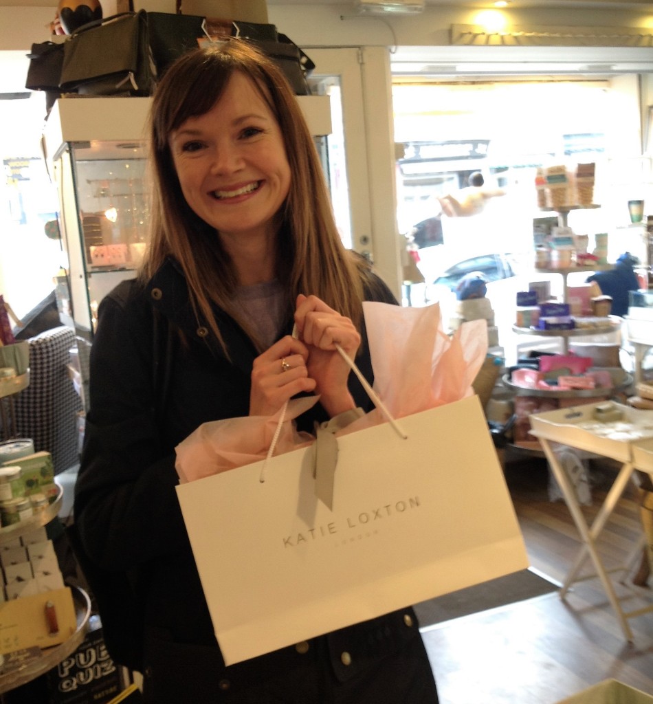 Above: A delighted customers goes home with some Katie Loxton goodies.
