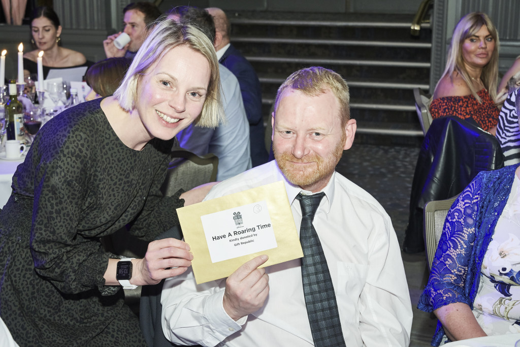 Above: Sam Loveday, editor of Licensing Source Book (LSB), presented a lucky guest with his prize of theatre tickets to a top West End show, donated by Gift Republic.