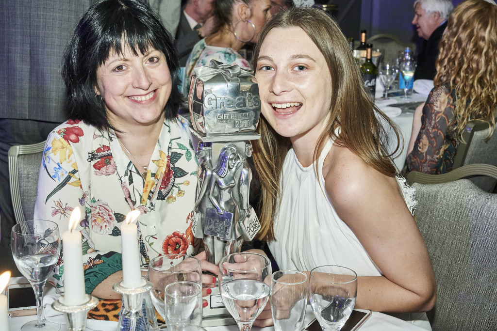 Above: We won! Big smiles from Lizzy Hall and Frances Maulkerson, shop managers at Loft & Spires in Bury St Edmunds, winner of the Independent Gift Retailer of the Year East Anglia category, sponsored by Xpressions.