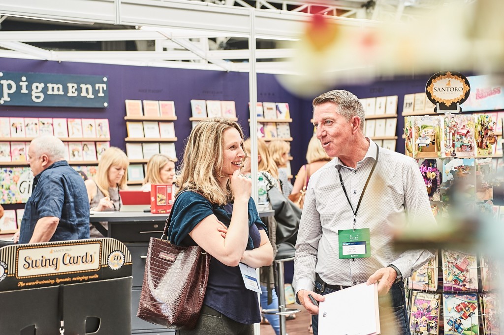 Above: Talking business at the show.