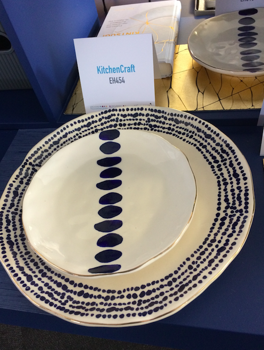 Above: A dinner plate featuring a splash of indigo from KitchenCraft.