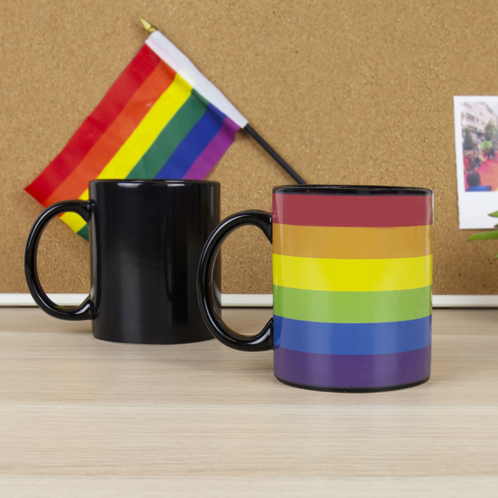 Above: A rainbow heat reveal mug from Gift Republic.