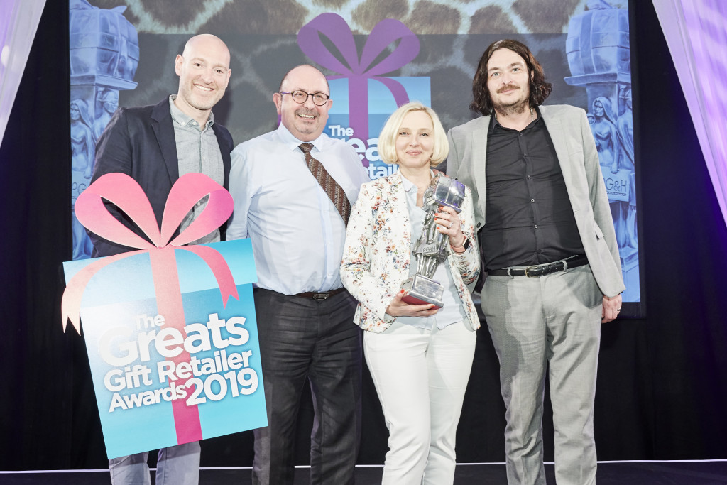 Above: The Greats trophy was presented to Aga Gabrysiak and Richard Marsden, co-owners of Highworth Emporium, by Matt Payne, (right), managing director of  Method UK, category sponsors.