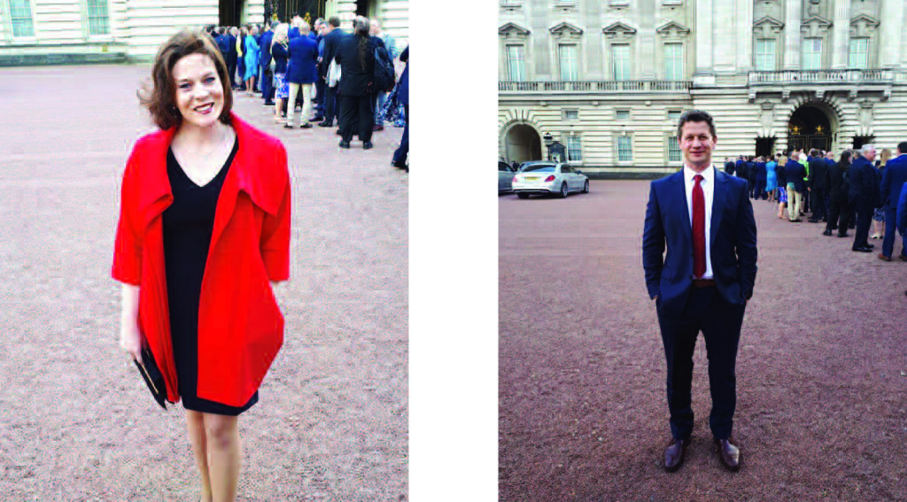 Above: Wrendale’s Hannah and Jack Dale are shown outside Buckingham Palace.