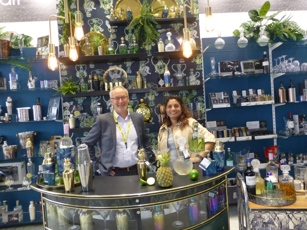 Above: BHETA’s Will Jones and Seema Grantham are shown looking at the spectacular BarCraft display area in the new showroom.