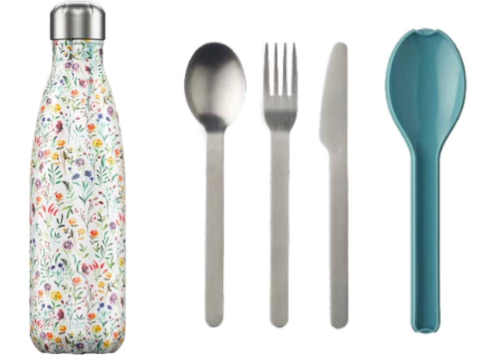Above: Consumers are buying multiple water bottles and taking reusable cutlery out and about.Images from John Lewis & Partners’ retail report: ‘How We Shop, Live and Look.’
