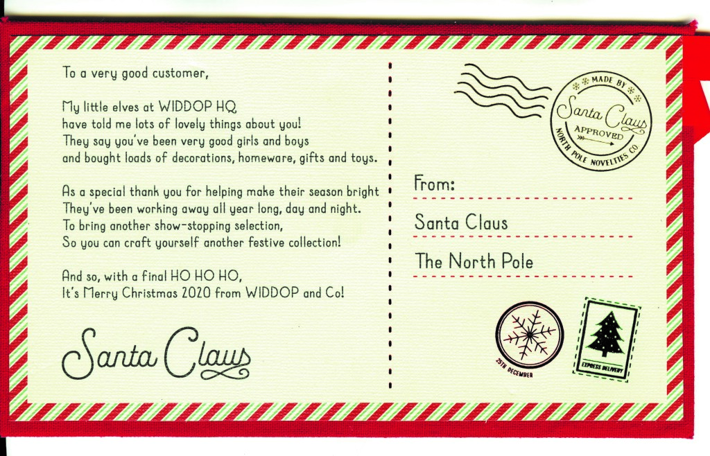 Above: Just the ticket – an invitation to Widdop And Co’s Santa’s Workshop.