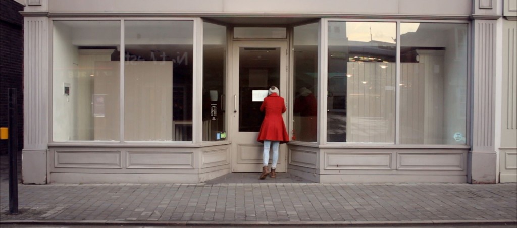 Above: A hard hitting message is driven home by someone looking into an empty shop.