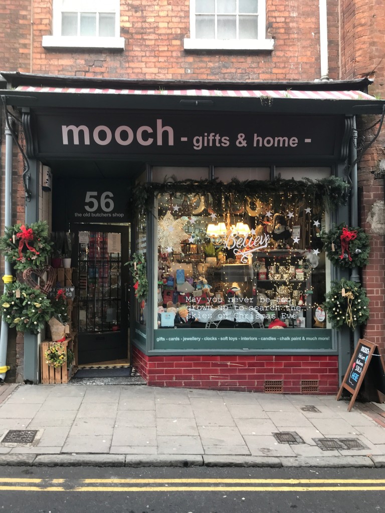 Above: Mooch’s front window in Bewdley was decorated with Christmas wreaths and seasonal plants, adding something new for 2019.