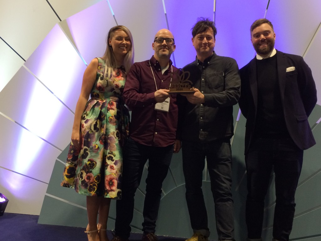 Above: Aery’s co-founders Dave Heffernan (centre left) and Mat Thomas won the Gift of the Year’s Home Accessory category. They are shown with the GA’s Chris Workman (left) and Stacey Foster.
