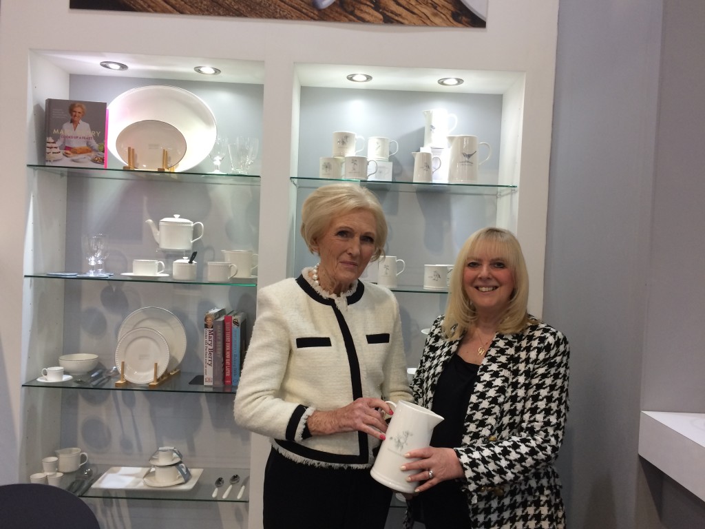 Above: Mary with one of the jugs in her range for Captivate. She is shown with GiftsandHome’s editor Sue Marks.