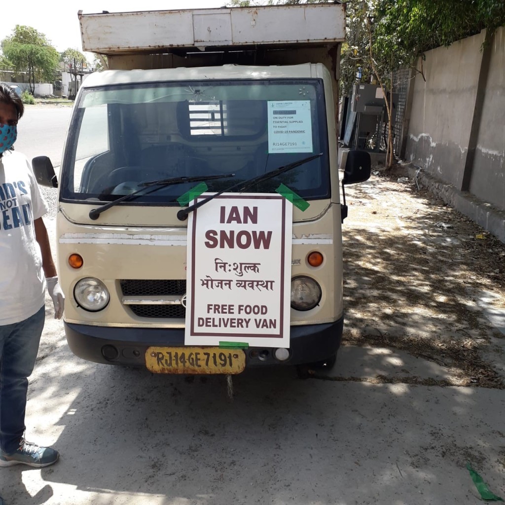Above: An Ian Snow van delivering food in Jaipur.