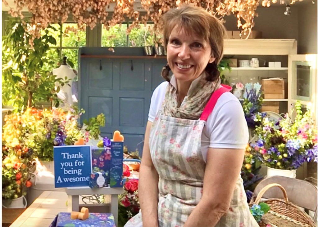 Above: Julie Dodsworth is shown with some of her products which are being donated to key workers as part of the company’s #thankyouforbeingawesome campaign.