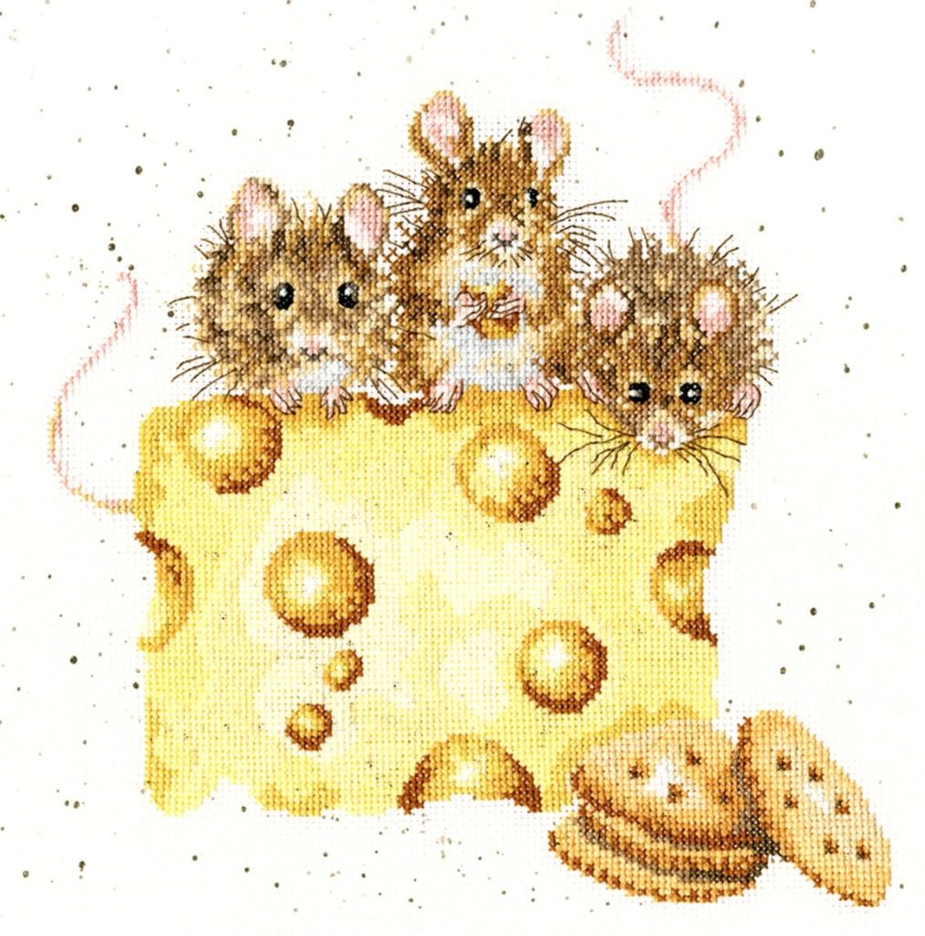Above: Crackers About Cheese, among the best selling cross stitch kits from Wrendale Designs.