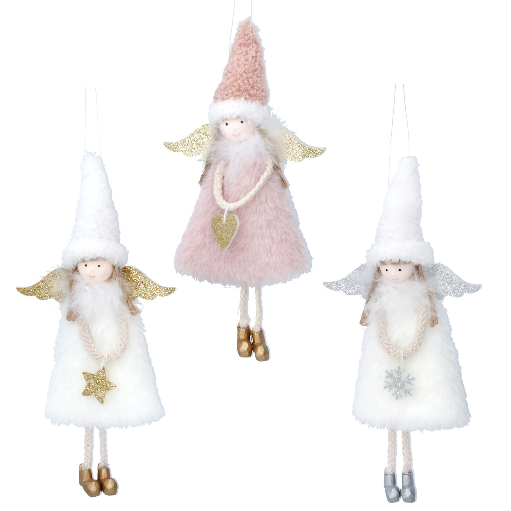 Above: Faux fur pink and white fairy decorations from Gisela Graham.