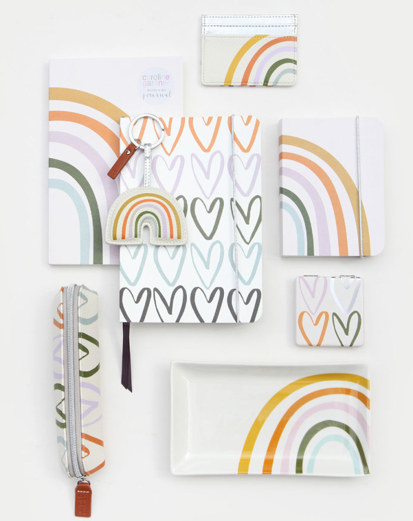 Above: The new rainbow collection from Caroline Gardner.