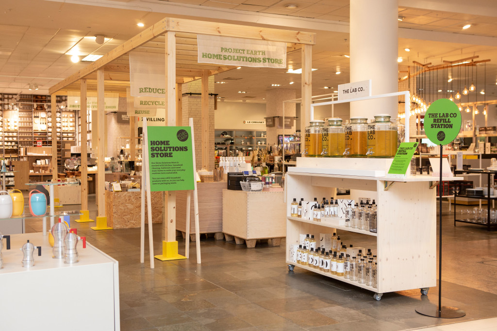 Above: The Solutions Store at Selfridges encourages refilling and re-using.