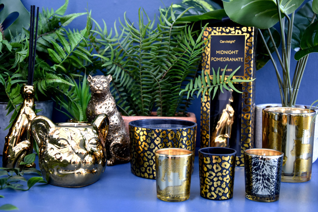 Above: Candlelight’s glamorous new animal luxe home fragrance collection.