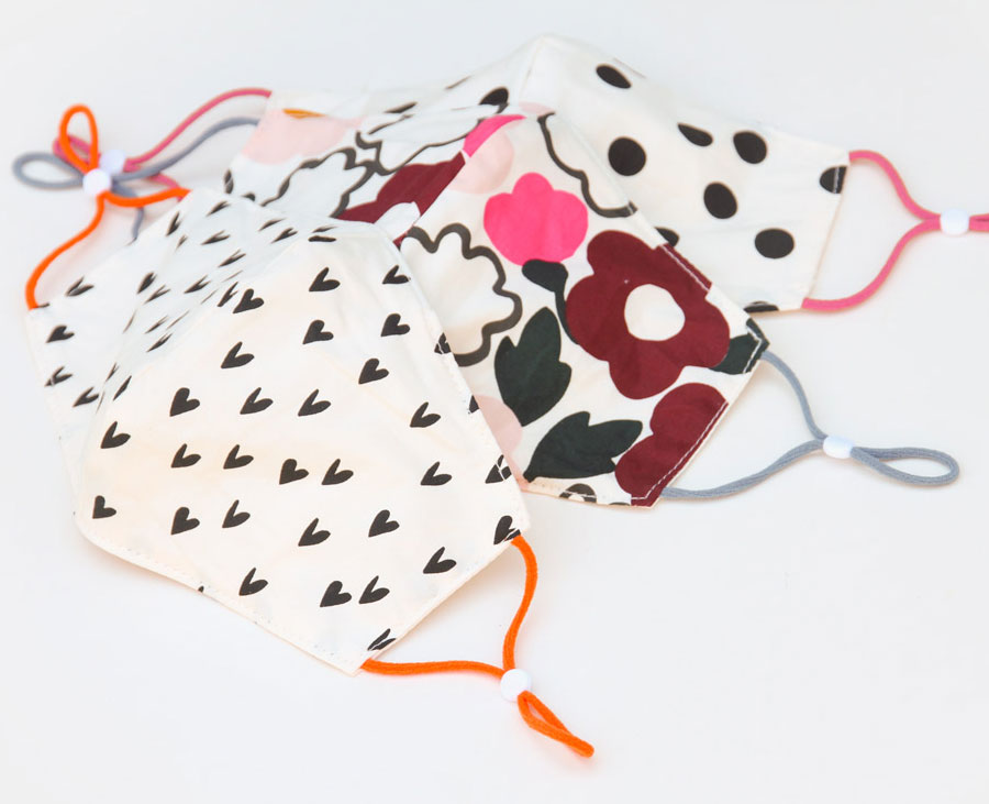 Above: Face masks from Caroline Gardner are among the company’s newest products for AW 2020.
