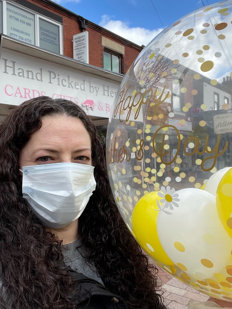 Above: A masked Sarah Halsall, owner of Hand Picked By Henrietta.