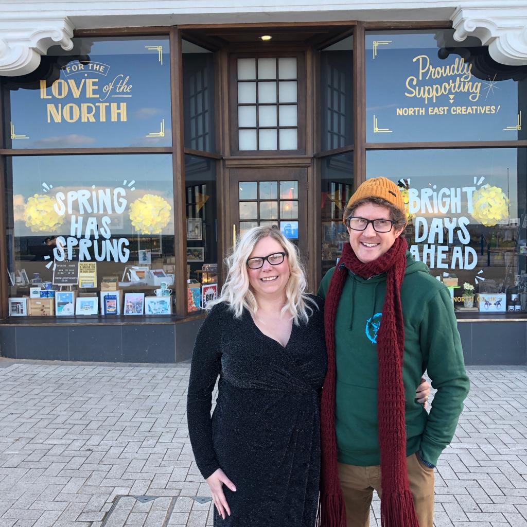 Above: A delighted Lucy and Paul Hull are shown outside For The Love of the North in Whitley Bay.