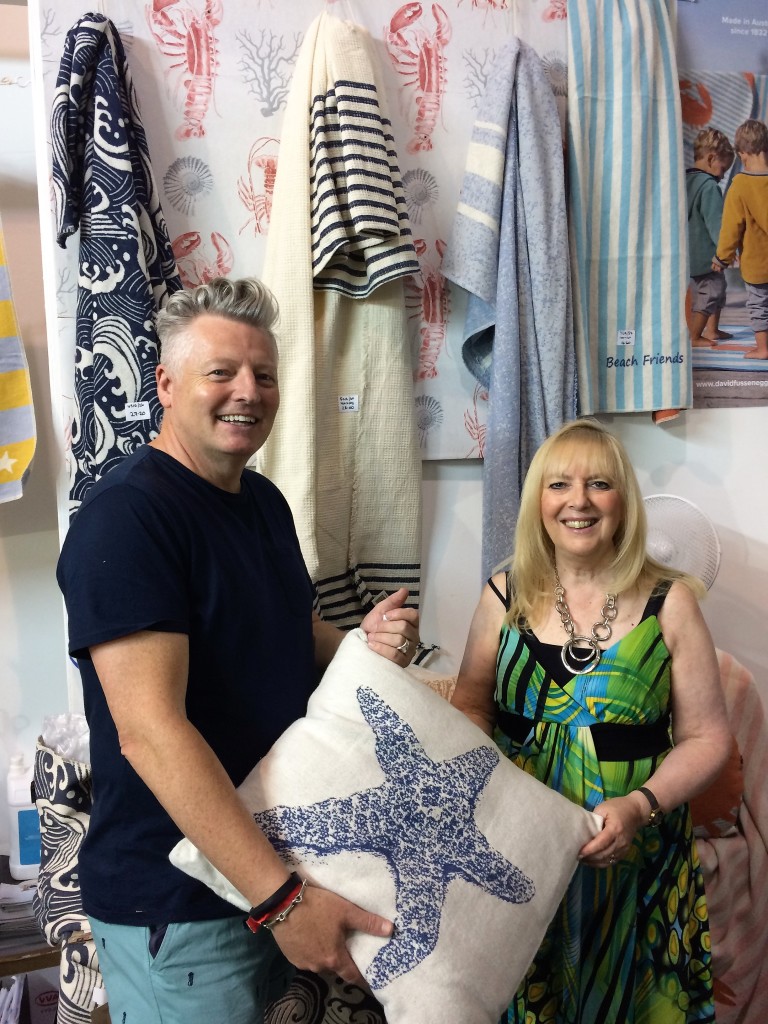 Above: David Lorimer shows a David Fussenegger cushion to GiftsandHome.net’s editor Sue Marks.