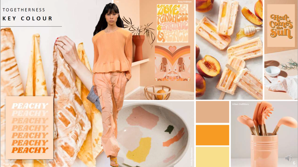 Above: It’s peach-y! Peach will be a key colour for Togetherness.