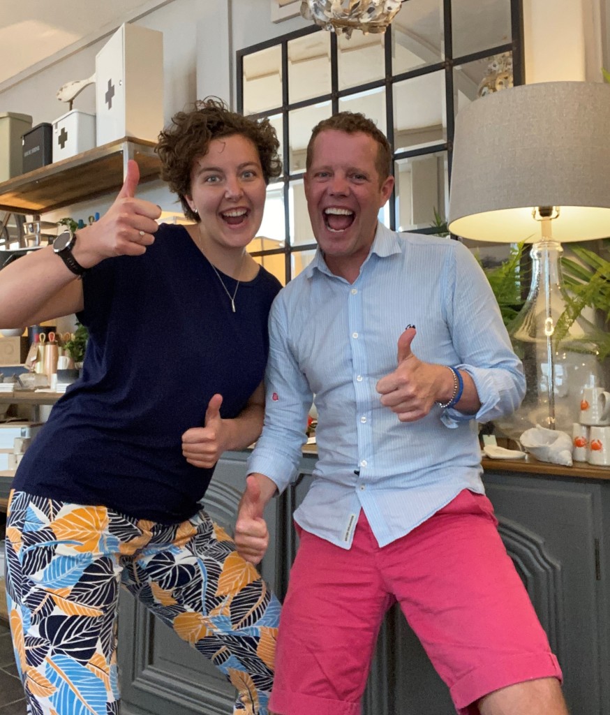 Above: Thumbs up from Brocante’s co-owner Keiron Cockley, shown with colleague Marina Norman, content manager.