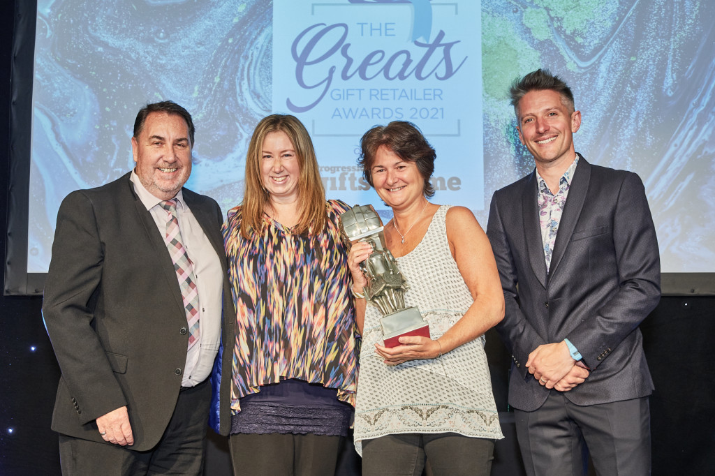 Above: Delighted smiles from Julianne Moore, director of MiMi in Hartley Wintney and Wokingham, and manager Sarah Laurence, winners of the Best Gift Retailer of Jewellery & Fashion Accessories category, sponsored by Life Charms. Julianne and Sarah received their award from managing director Tony Barrett.