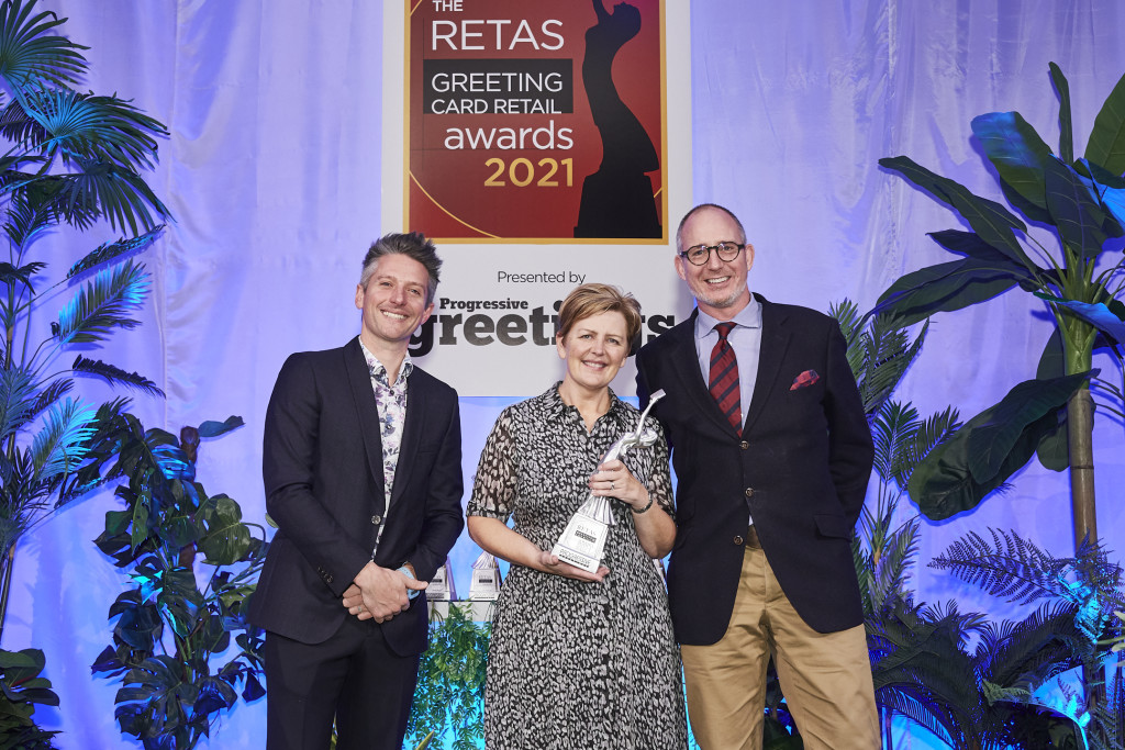 Above: A delighted Jo Barber, owner of No. 14 Ampthill, Ampthill, won The Retas’  Best Non-Specialist Independent Retailer of Greeting Cards – South category.