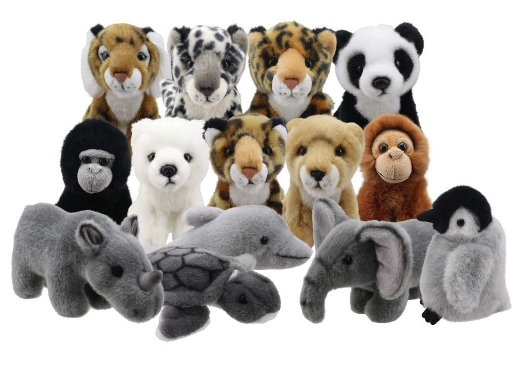 Above: The full range of The Puppet Company’s soft toys for the WWF-UK.