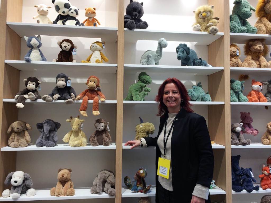 Above: Jellycat’s sales director Mandy Pugh is shown with some of the newest Jellycat product.
