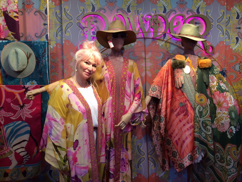Above: Powder’s founder and designer Lisa Beaumont is shown wearing one of the company’s brand new, colourful kimonos.