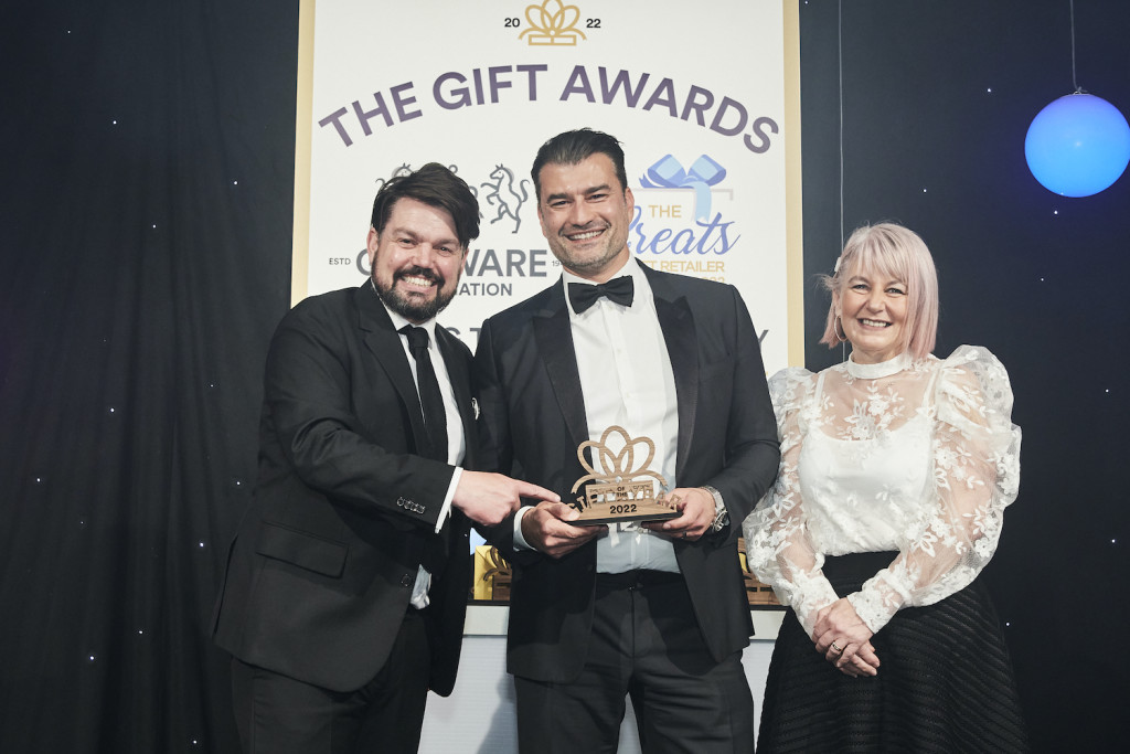 Above: Above: Demi Pendakis, owner and founder of Find Your Glow (FYG), received his GOTY trophy from Kim Baker, product merchandise manager at Cardzone, category sponsor.