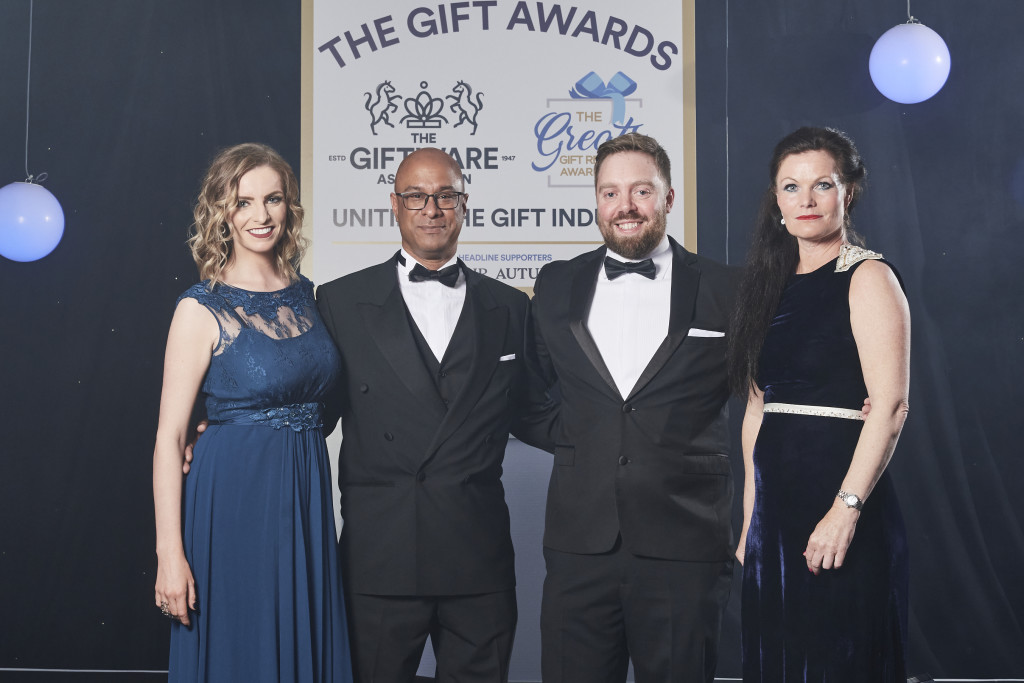Above: Shown at the recent Gift Awards are The Giftware Association’s ceo Sarah Ward (right), Chris Workman (second right) and Victoria Louise Rotton (left), with the Creative Industry Association’s founder and ceo Craig De Souza (second left).